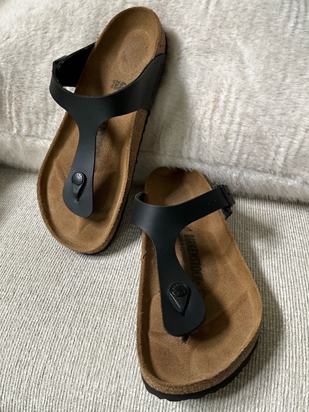 BIRKENSTOCK Gizeh Black Birko-Flor Cork Footbed Sandals EU 40 US 9